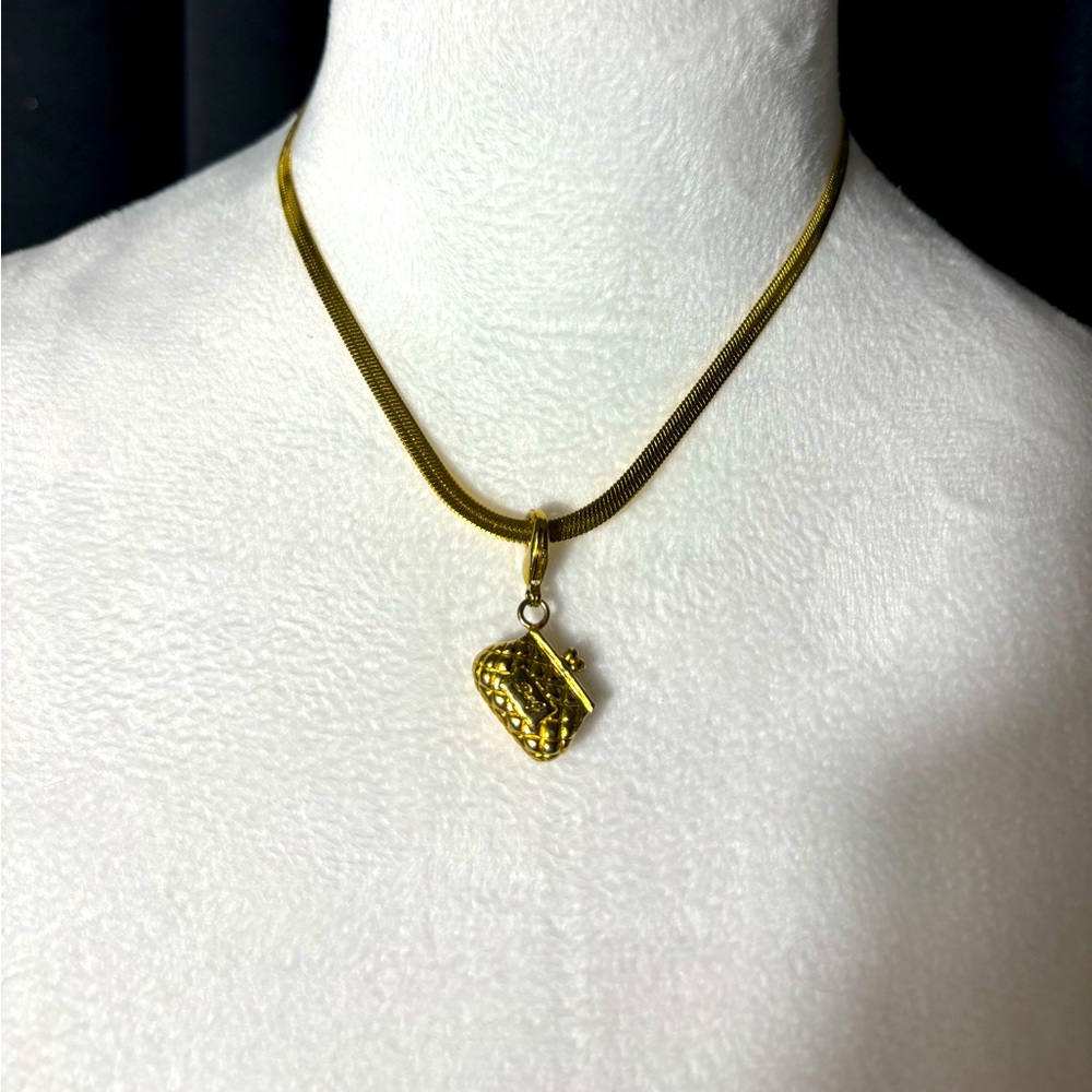 Authentic Vintage Dolce & Gabbana Bag Charm with Gold Plated Necklace